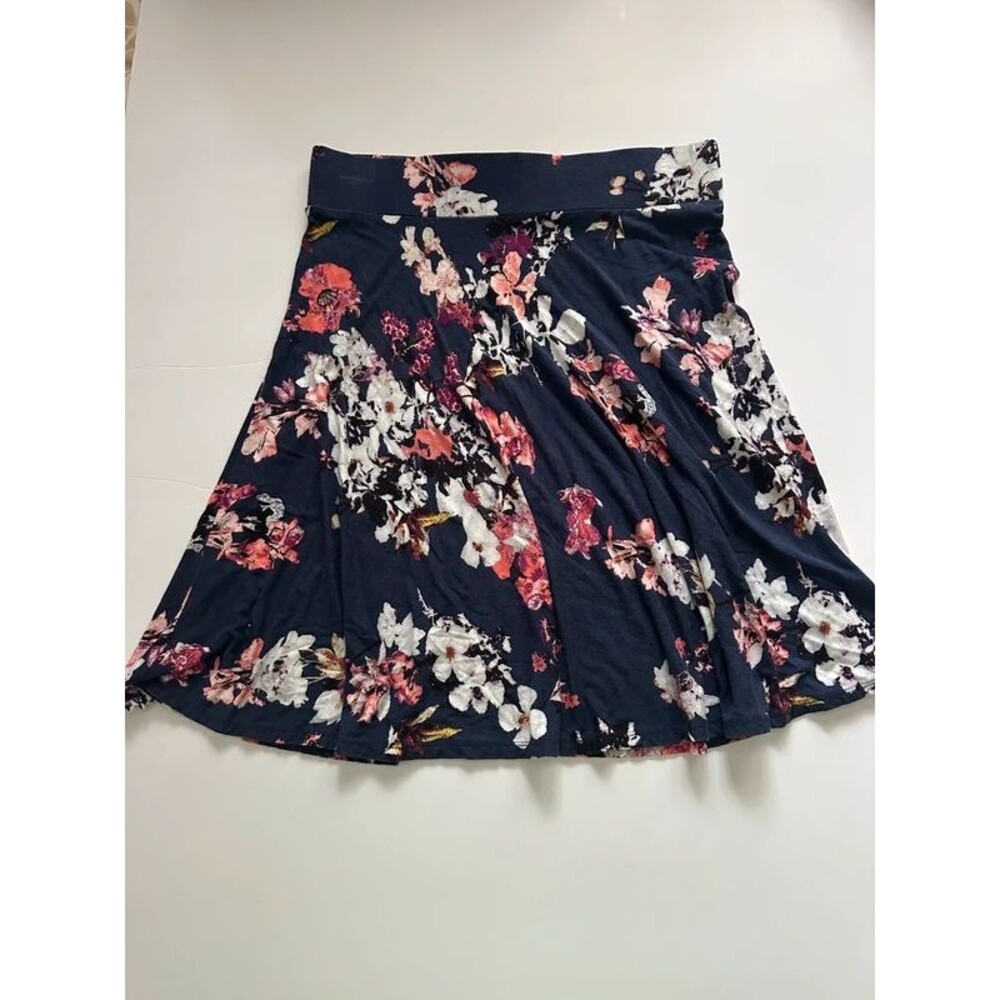 Fall Floral Knee Length Flowy Skirt